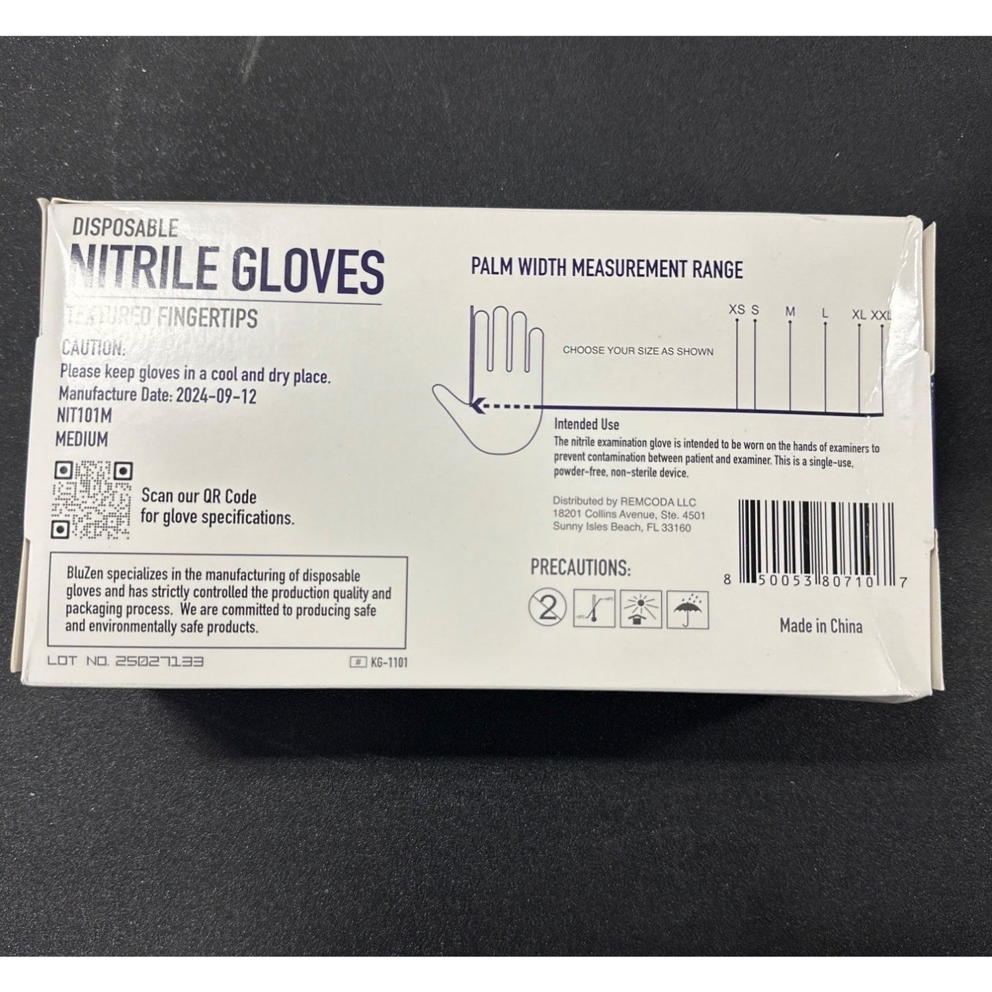 Bluezen Disposable Nitrile Gloves (M) 100 Ct Powder-Free