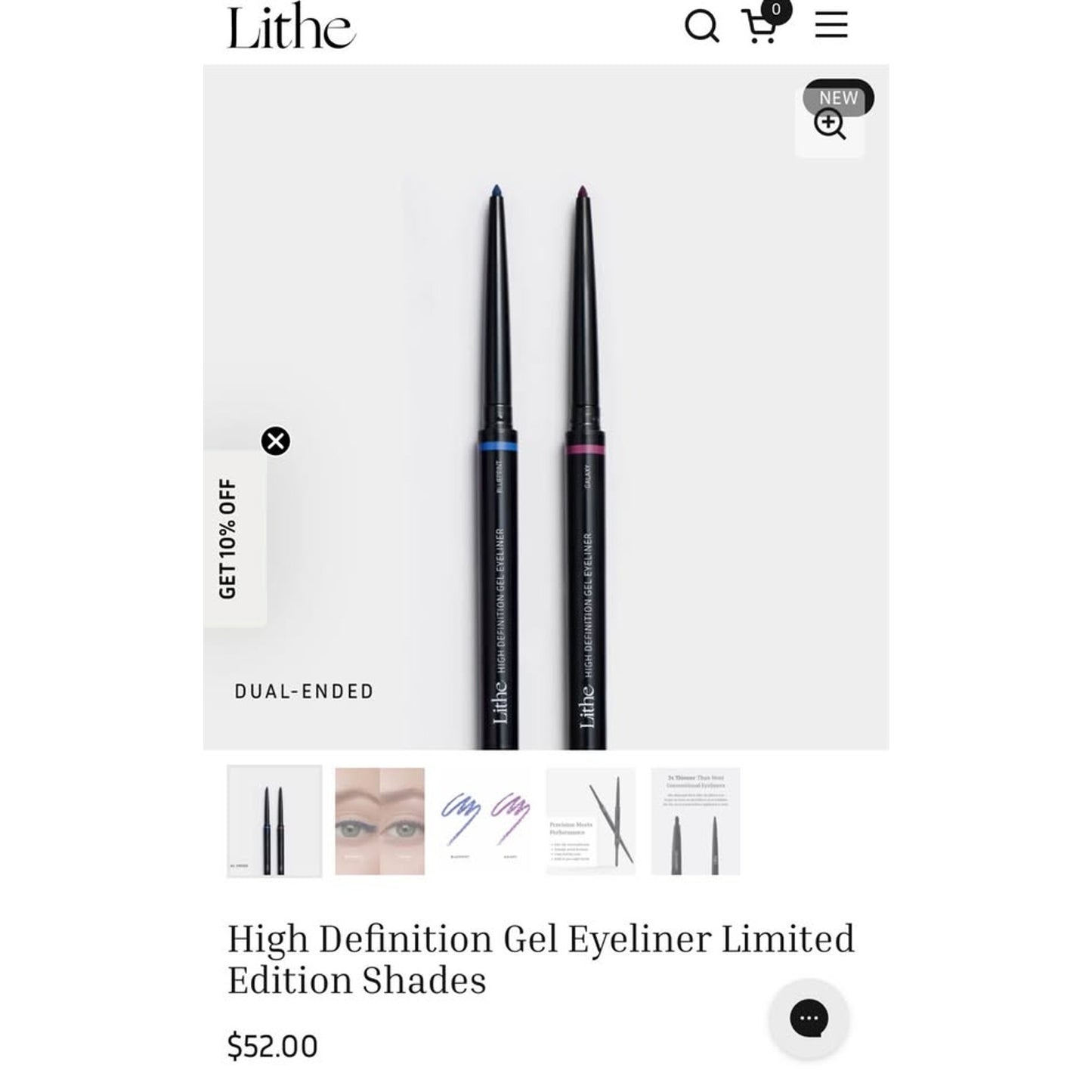Lithe high definition gel eyeliner in blueprint and galaxy