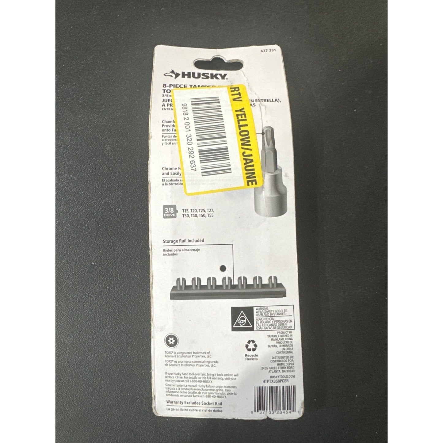 Husky 6-Piece Tamper-Proof Torx Bit Socket Set 3/8In Drive