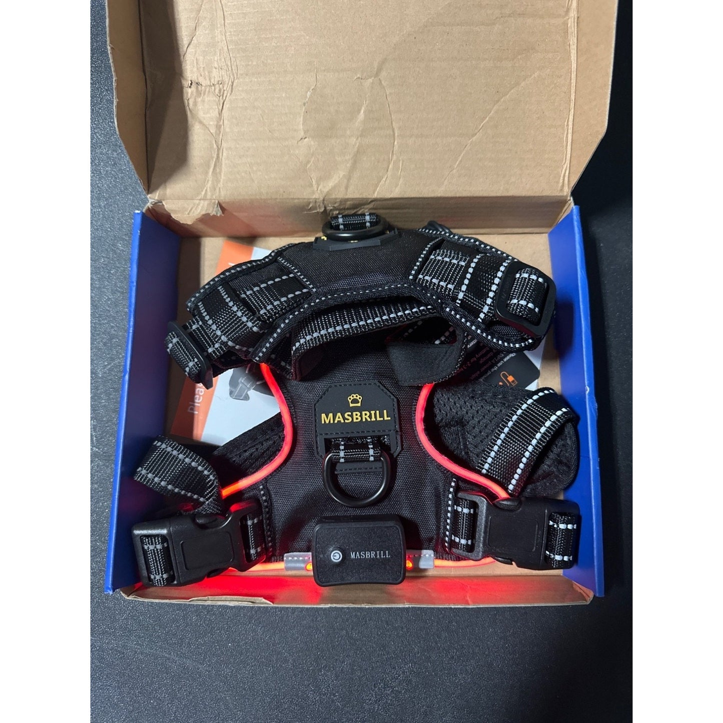 Masbrill LED Light Up Dog Harness With Rechargeable Glowing Vest No Pull Design