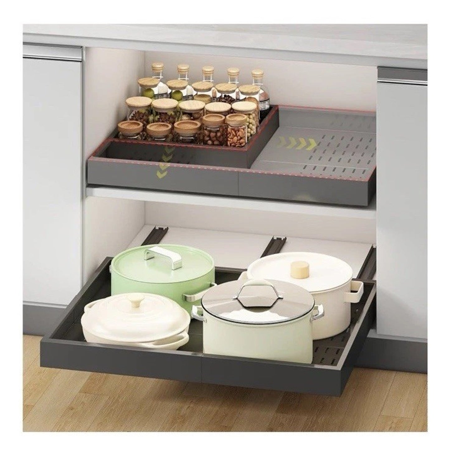 1 Pull out expandable cabinet organizer