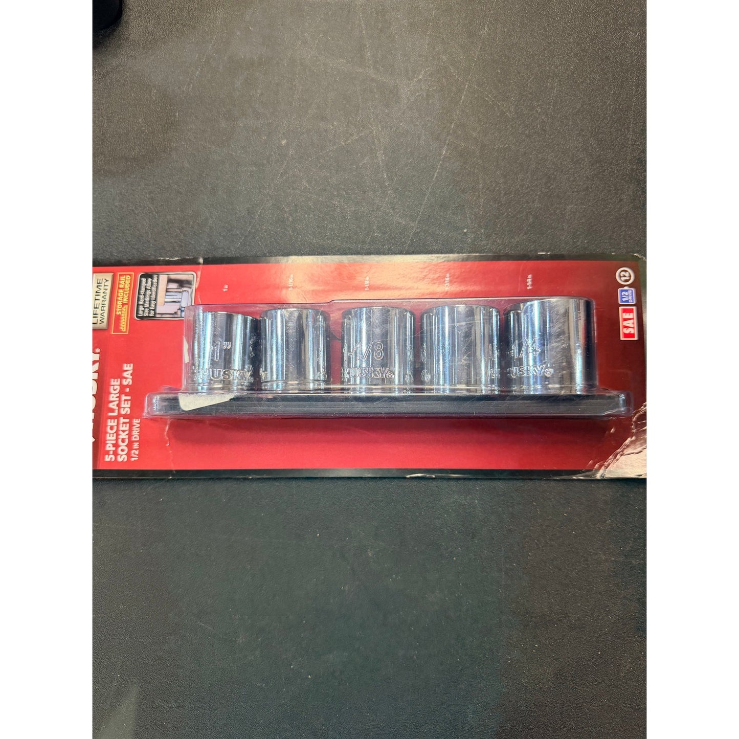 Husky 1/2 in SAE Large Socket Set 5 Piece New