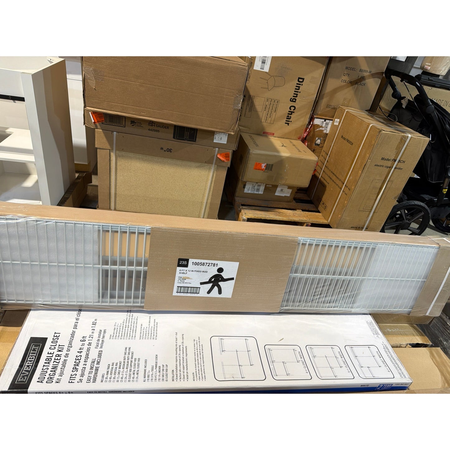 Everbilt 6 ft x 12 in Fixed Rod Wire Shelf New Closet Shelf