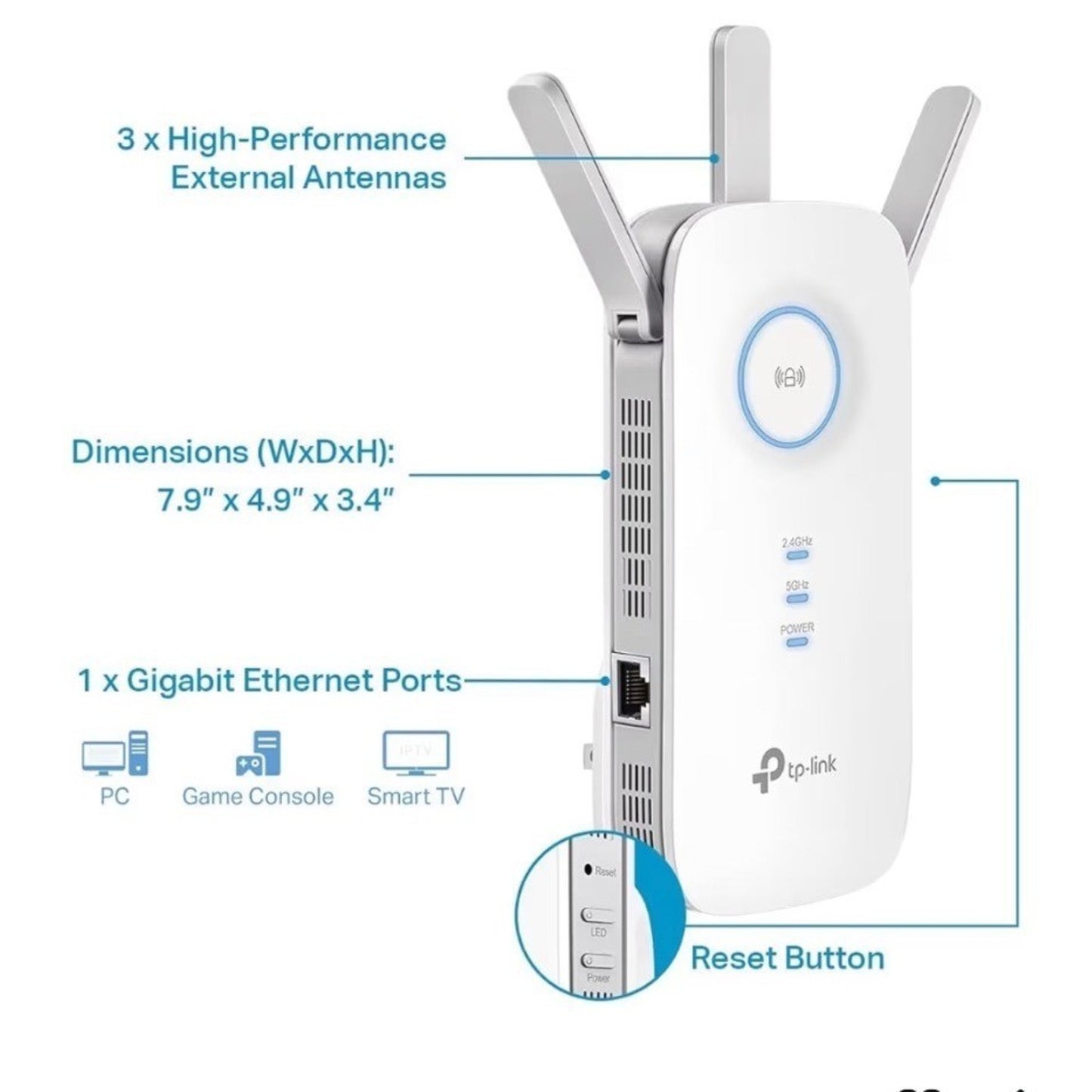 Tp-Link Ac1900 Re550 Dual-Band Wifi Range Extender Signal Booster