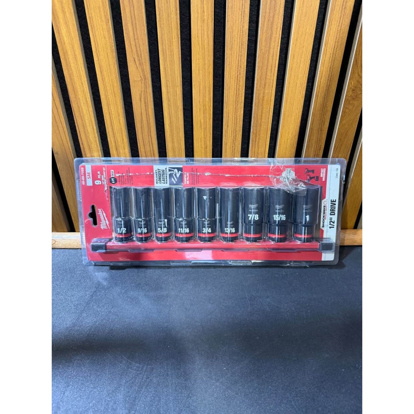 Milwaukee SHOCKWAVE 1/2 Drive SAE Deep Impact Socket Set 9 Pc New Open Package