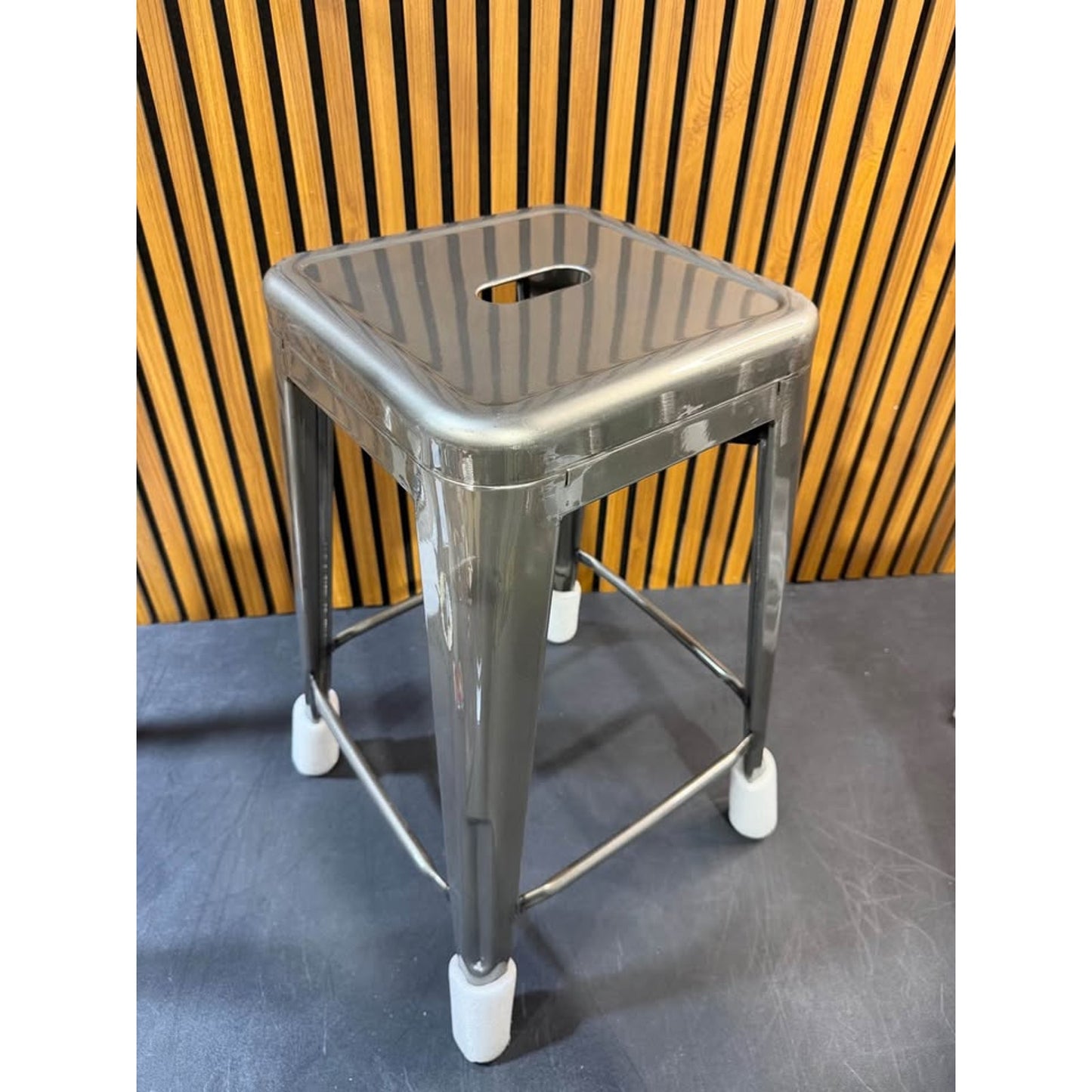 24.25 in. Clear Coated Metal Bar Stool (One Stool)