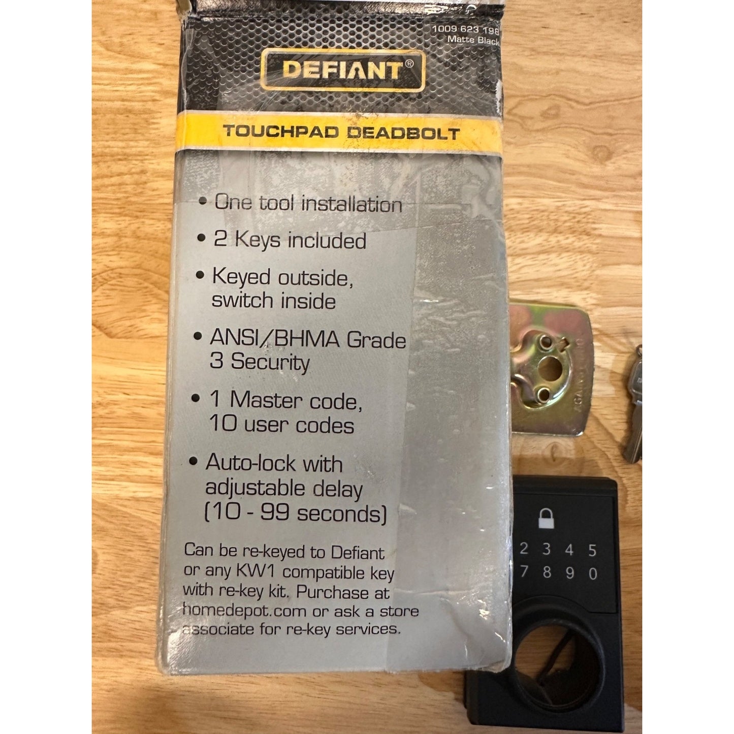 Defiant Matte Black Touchpad Deadbolt Keyless Entry 10 User Codes