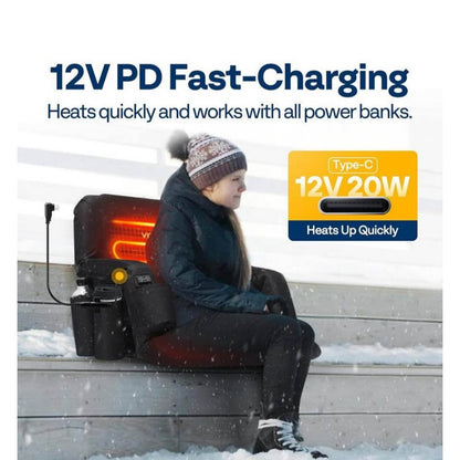 Black 24 in. W Heated Stadium Seats with with 3 Levels of Heat, Back Support and Cushion (2-Pack)