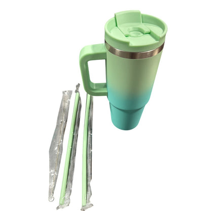 Konokyo Stainless Steel Travel Mug Mint Teal Gradient 30oz 18/8 Straw Set