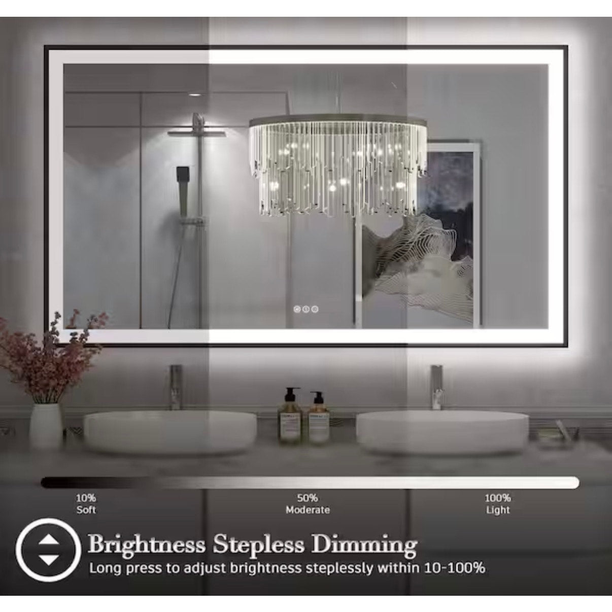 Apmir 28 x 36 LED Bathroom Vanity Mirror Anti Fog Framed Front and Backlit New
