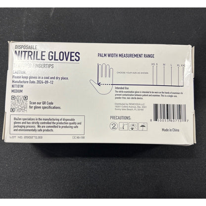 Bluezen Disposable Nitrile Gloves (M) 100 Ct Powder-Free