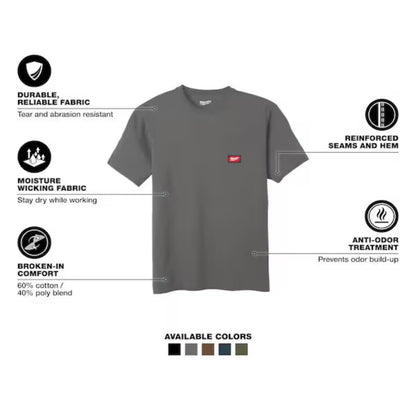 Milwaukee GRIDIRON Gray Pocket T Shirt Medium As Is