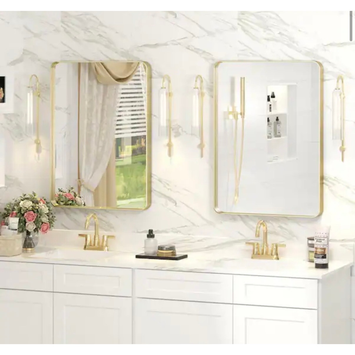 Apmir 20 x 28 Brushed Gold Bathroom Vanity Mirror Wall Mirror New