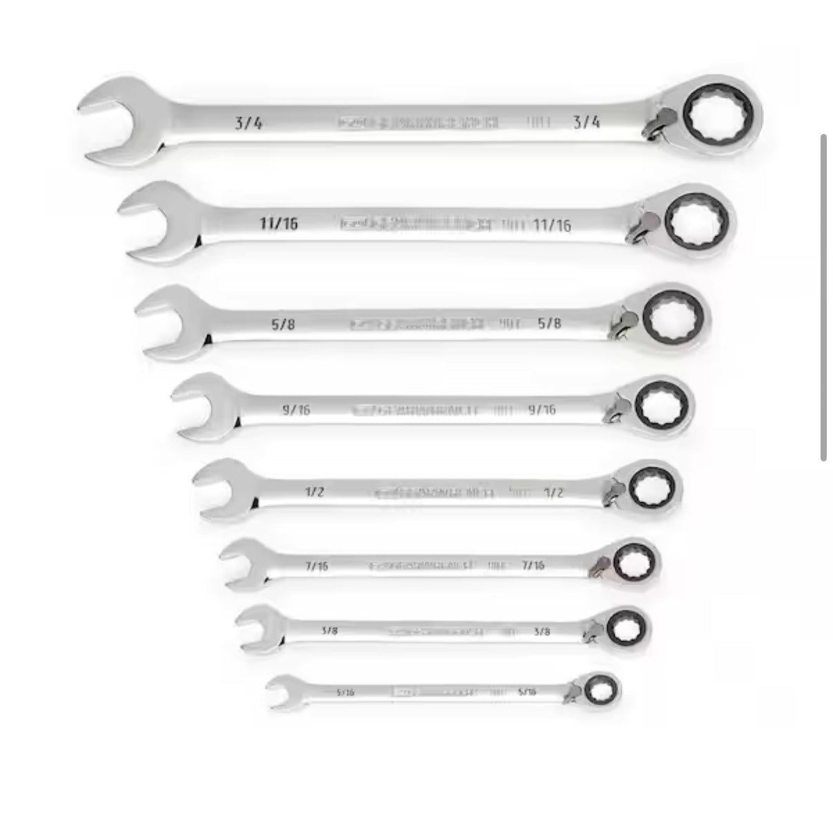 GEARWRENCH SAE Ratcheting Wrench Set 8 Pc Missing 9/16