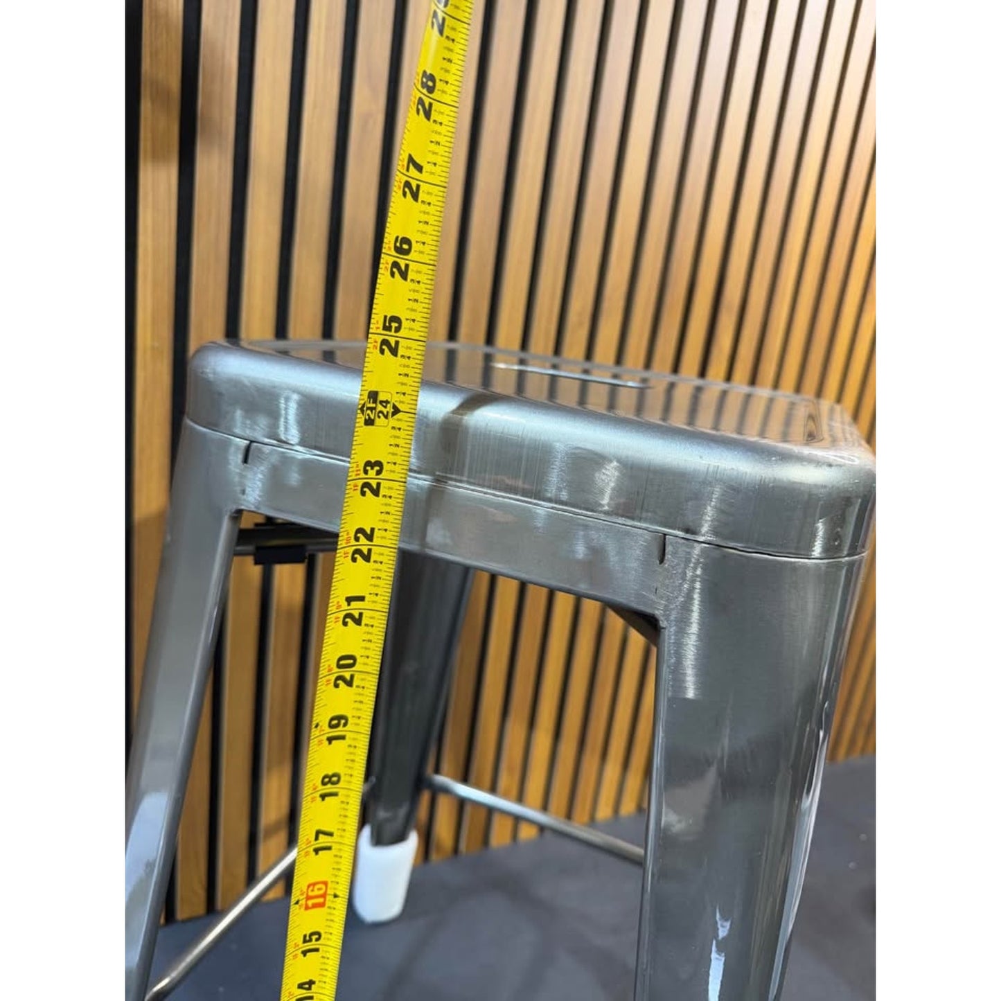 24.25 in. Clear Coated Metal Bar Stool (One Stool)