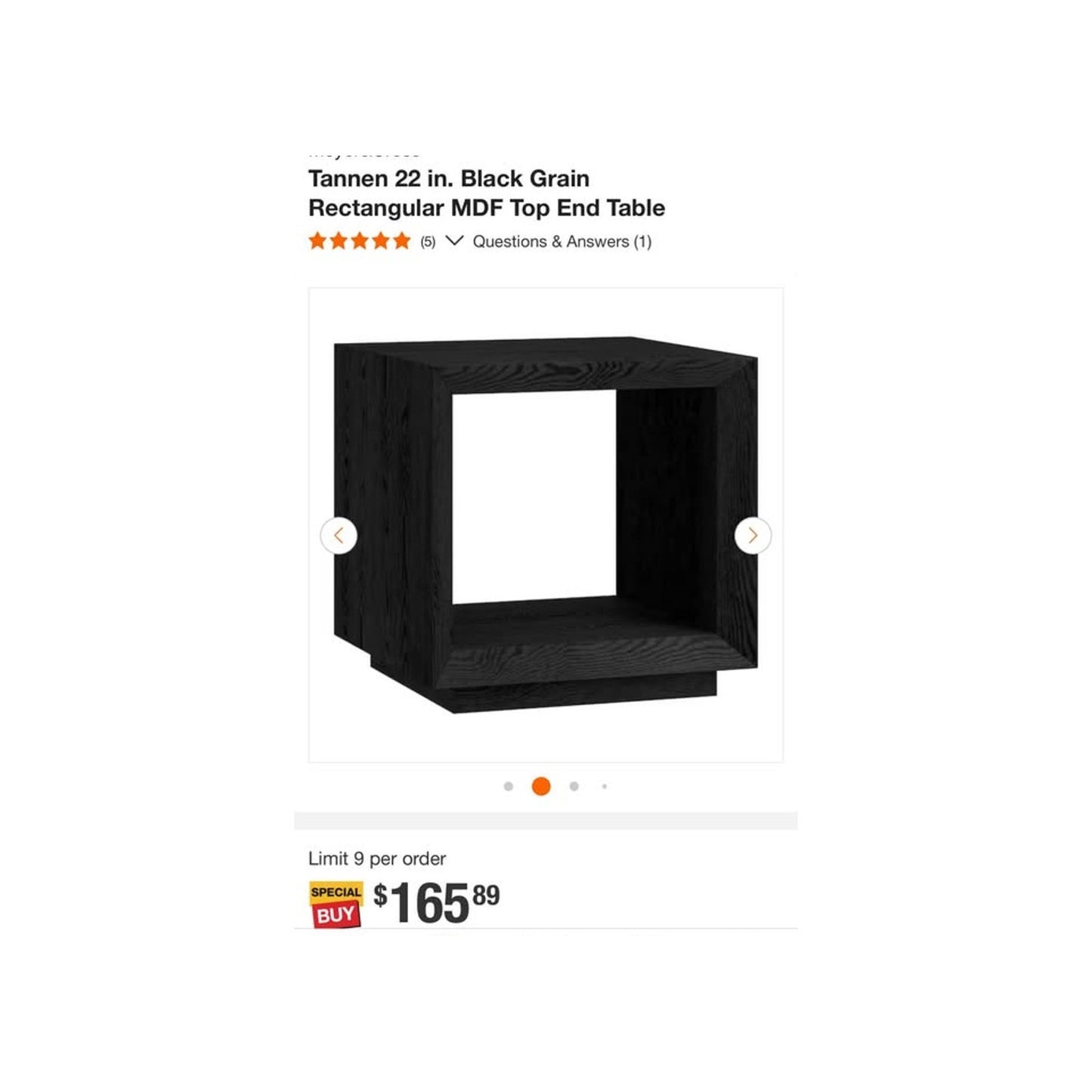 Tannen 22 in. Black Grain Rectangular MDF Top End Table