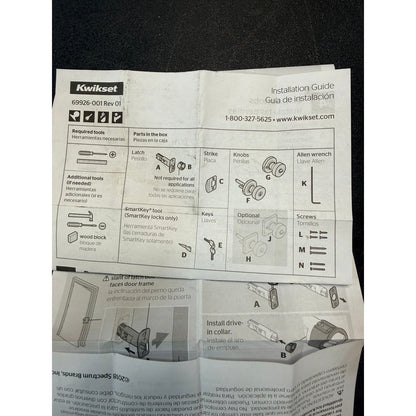 Kwikset Pismo Matte Black Knob Deadbolt Combo As Is