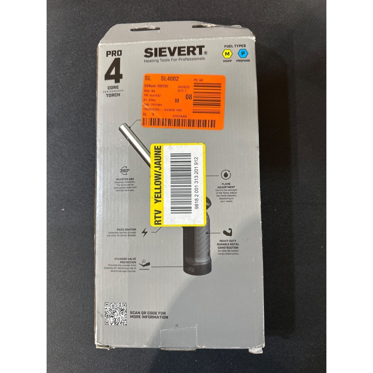 Sievert Pro 4 Core Performance Torch For MAPP & Propane