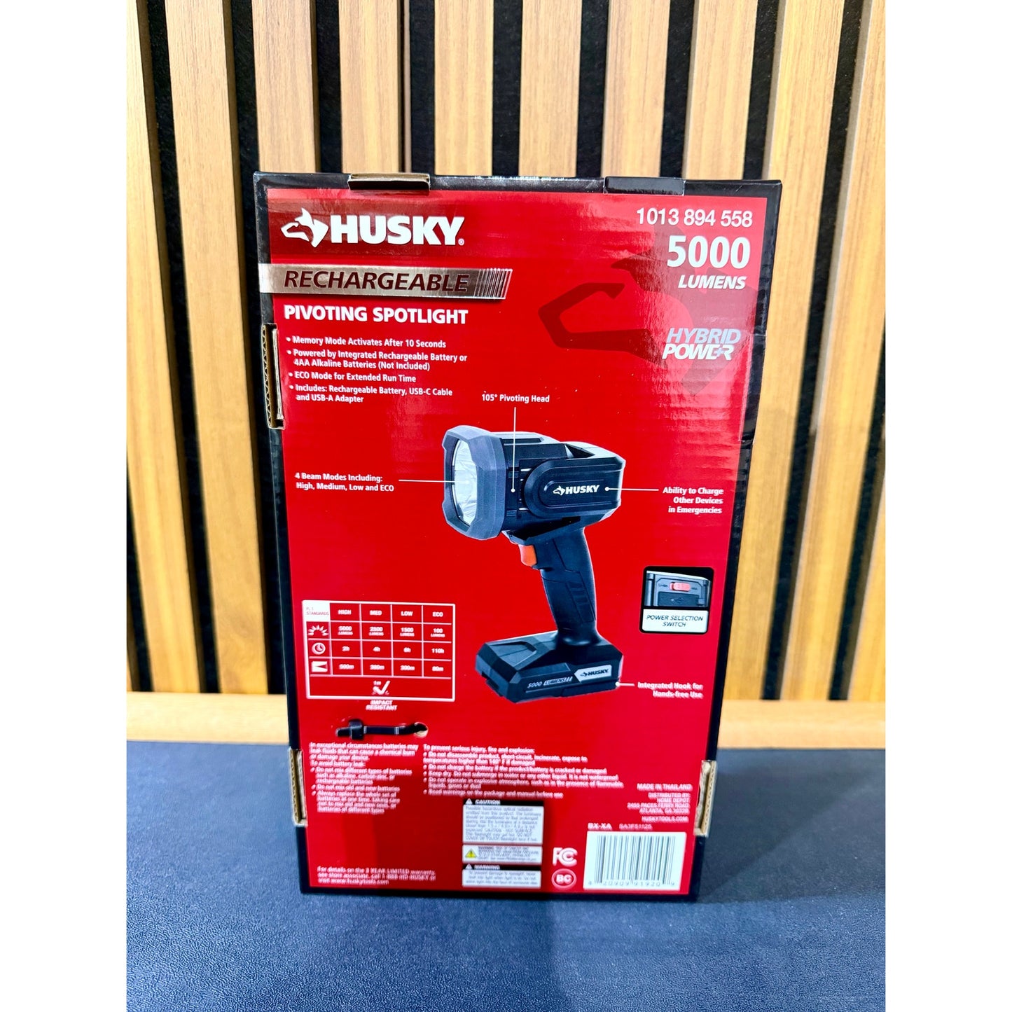 Husky 5000 Lumen Rechargeable Spotlight New 91920