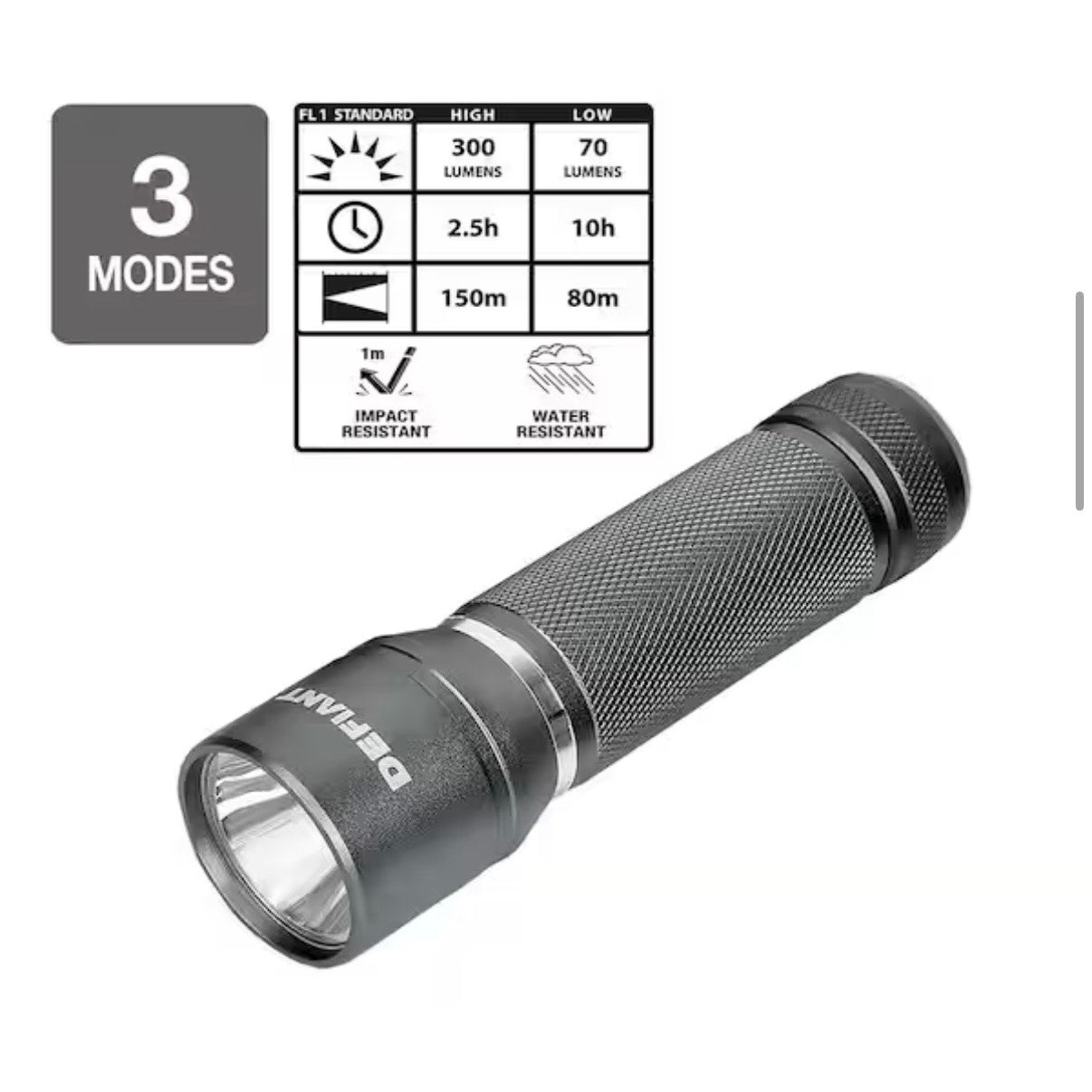 Defiant 300 Lumen Aluminum Flashlight 3 Pack New 90713
