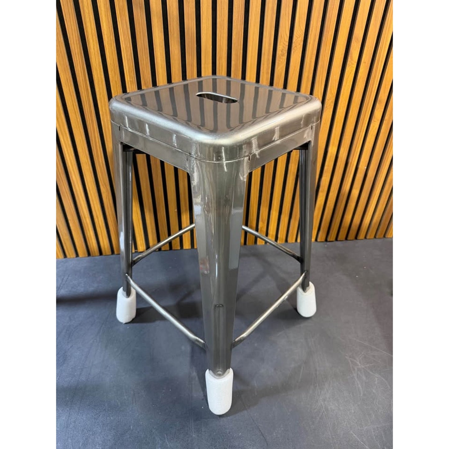 24.25 in. Clear Coated Metal Bar Stool (One Stool)