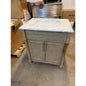 Home Decorators Aberdeen 30” Vanity Antique Oak w Carrara Marble Top Assembled Corner Chip