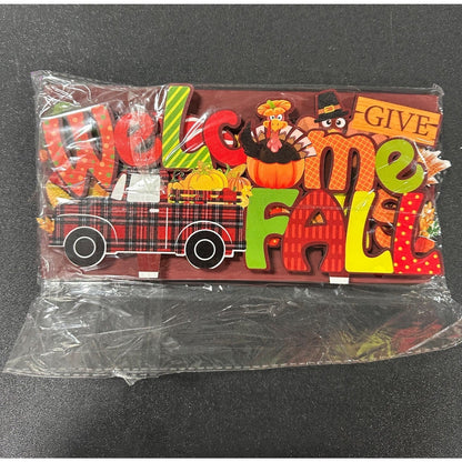 Thanksgiving Harvest Fall Decor Set Wood Plaques Rustic Seasonal