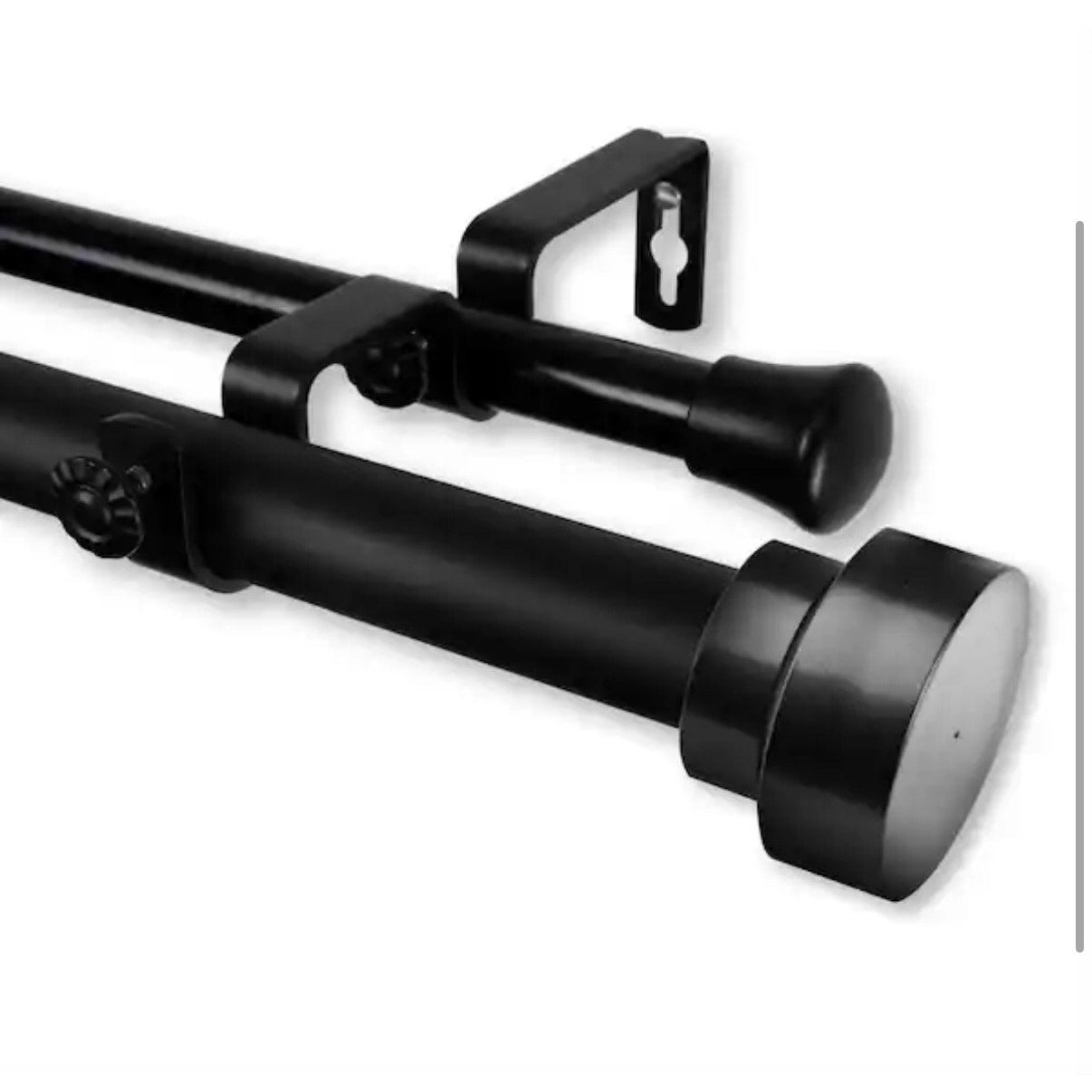 Rod Desyne Bonnett Double Curtain Rod Black 66 in to 120 in Window Rod New