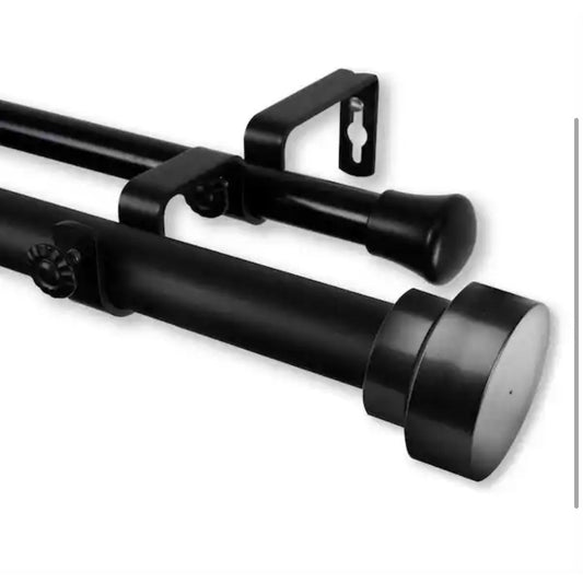 Rod Desyne Bonnett Double Curtain Rod Black 66 in to 120 in Window Rod New