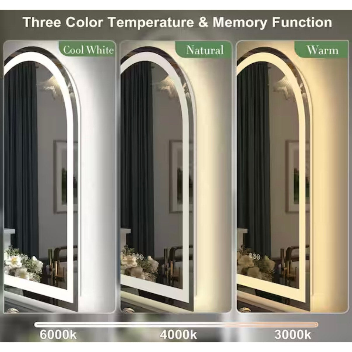 Apmir 26 x 38 Arch LED Bathroom Vanity Mirror Anti Fog Frameless Lighted Mirror New