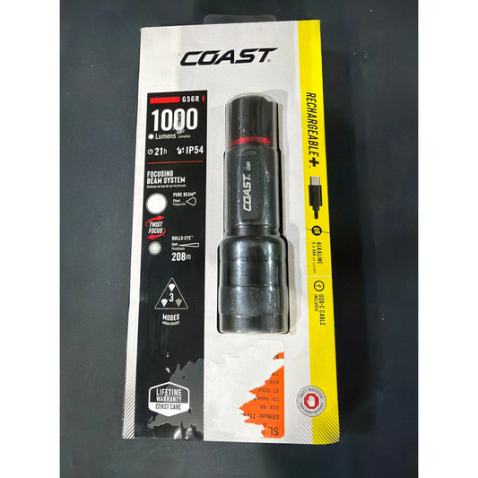 Coast G56R 1000 Lumen Rechargeable Flashlight New Dual Power LED Handheld Flashlight 30817