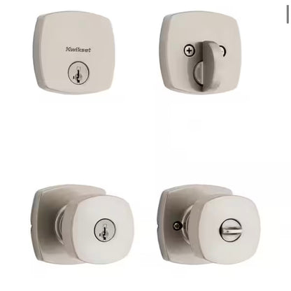 Kwikset Arroyo Entry Knob Deadbolt Combo Satin Nickel New