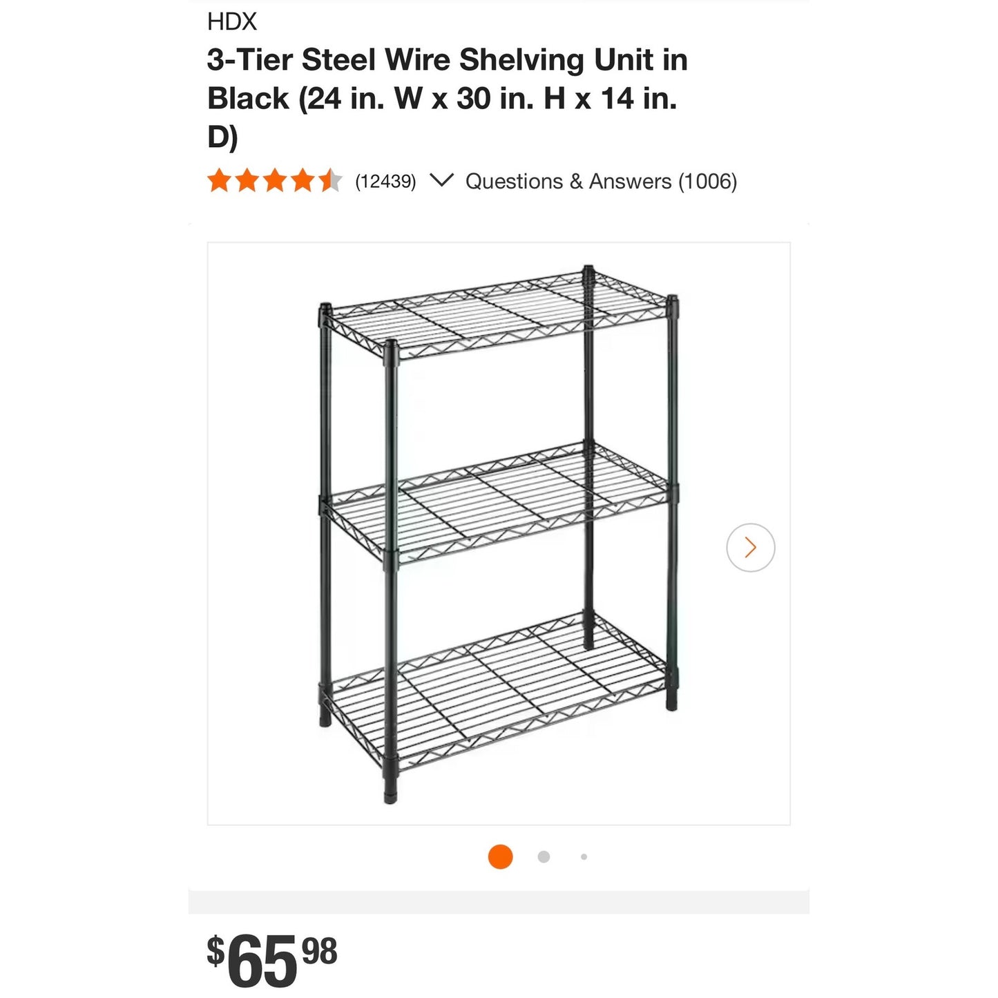HDX 3-Tier Steel Wire Shelving Unit Black 24” x 30” Storage Shelf Rack