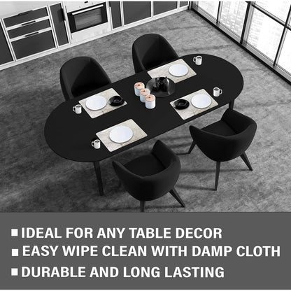 Dainty Home Foiled Granite Thick Cork Heat Resistant Dining Table Placemats Set of 2, 12" x 18" Rectangle, Marbled Silver, 2 Count