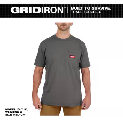 Milwaukee GRIDIRON Gray Pocket T Shirt Medium As Is