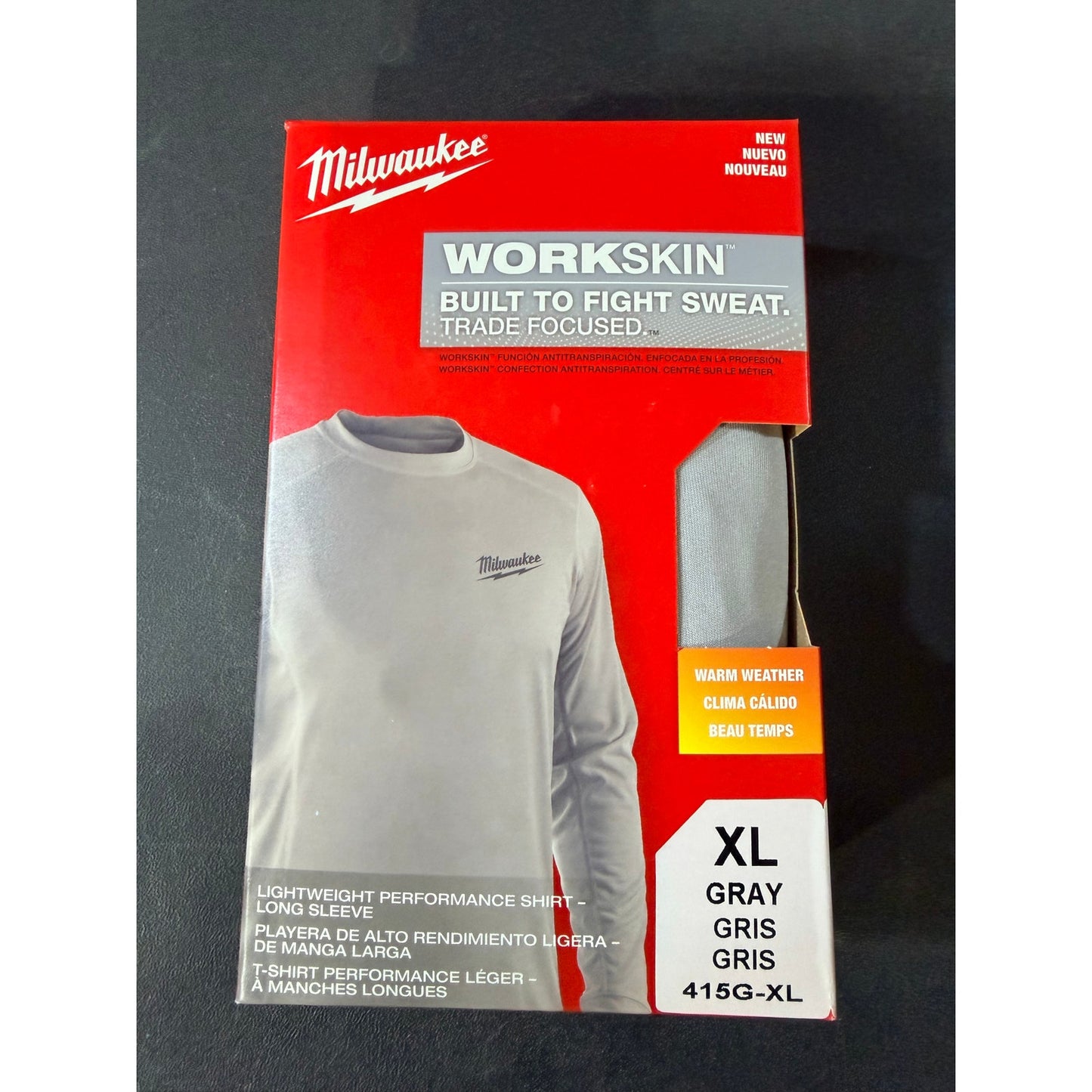 Milwaukee Men’s XL Gray WORKSKIN Long Sleeve Performance Shirt New 415G-XL Lightweight Workwear