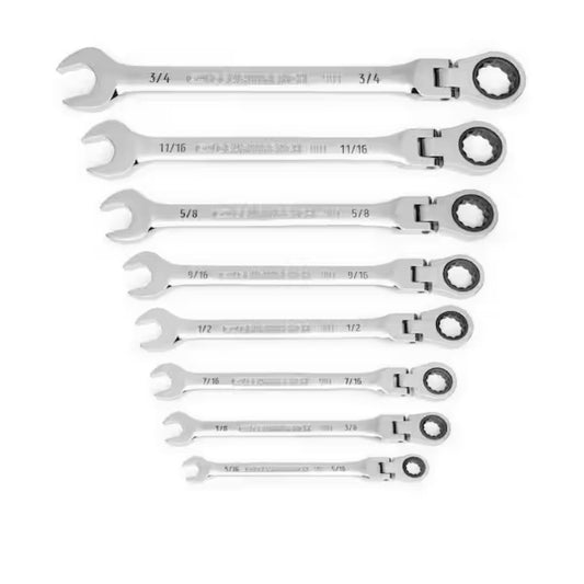 GEARWRENCH SAE Flex Head Ratcheting Wrench Set 8 Piece