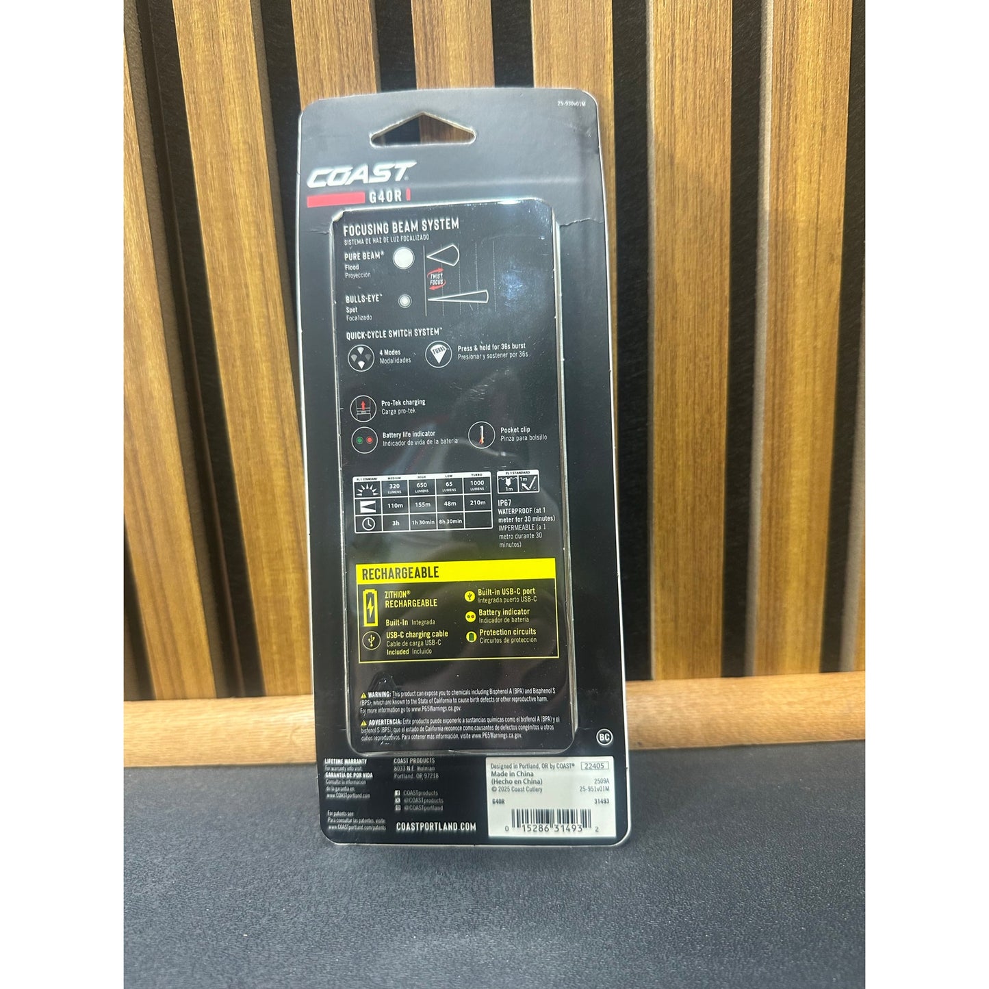 Coast G40R 1000 Lumen Rechargeable Flashlight New