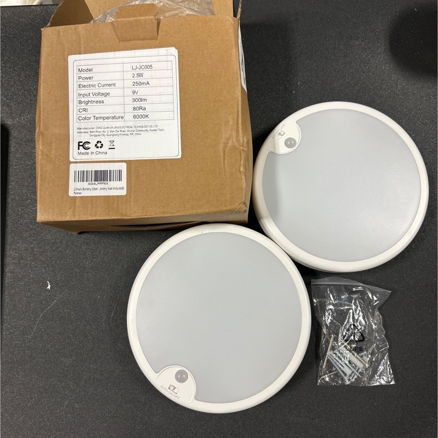 BrightEver 2-Pack Motion Sensor LED Ceiling Lights 6000K Battery Operated