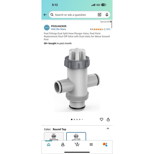 Dual Split Hose Plunger Valve - Swimming Pool Accessories Plunger Valve with ...