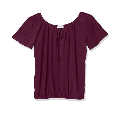 Star Vixen Burgundy Short Sleeve Elastic Hem Blouse Size Medium