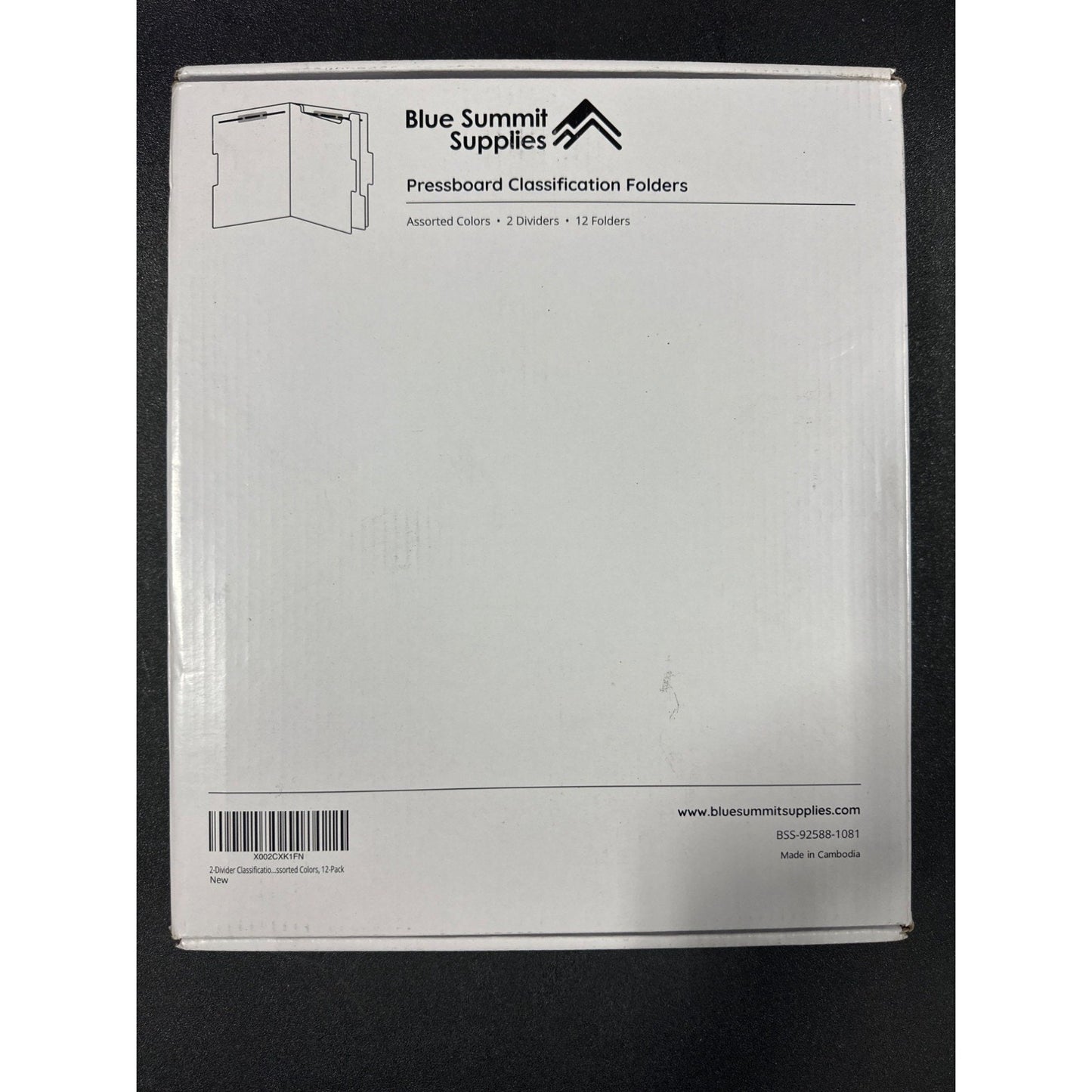 Blue Summit Supplies 12 Pack Assorted Color Pressboard Classification Folders Wi