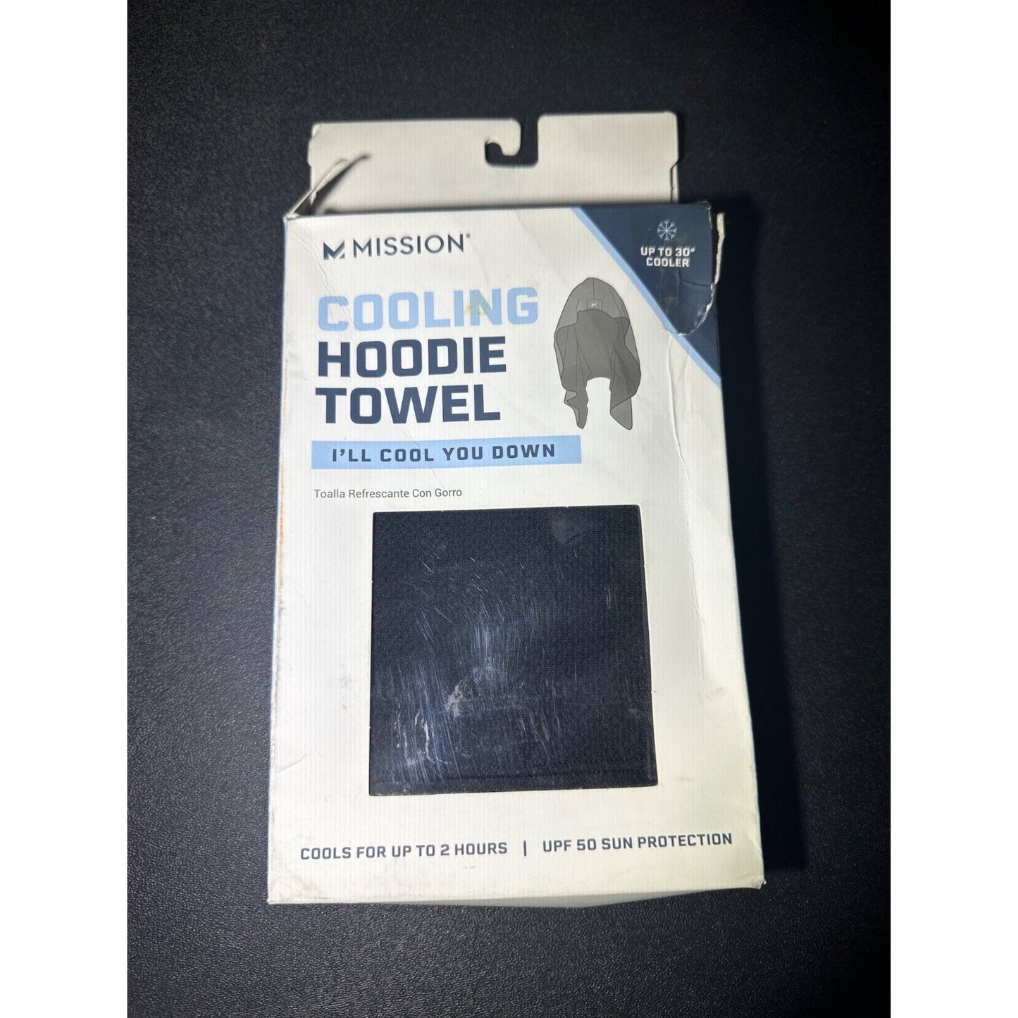 Mission Cooling Hoodie Towel Black Evaporative UPF 50 Sun Protection