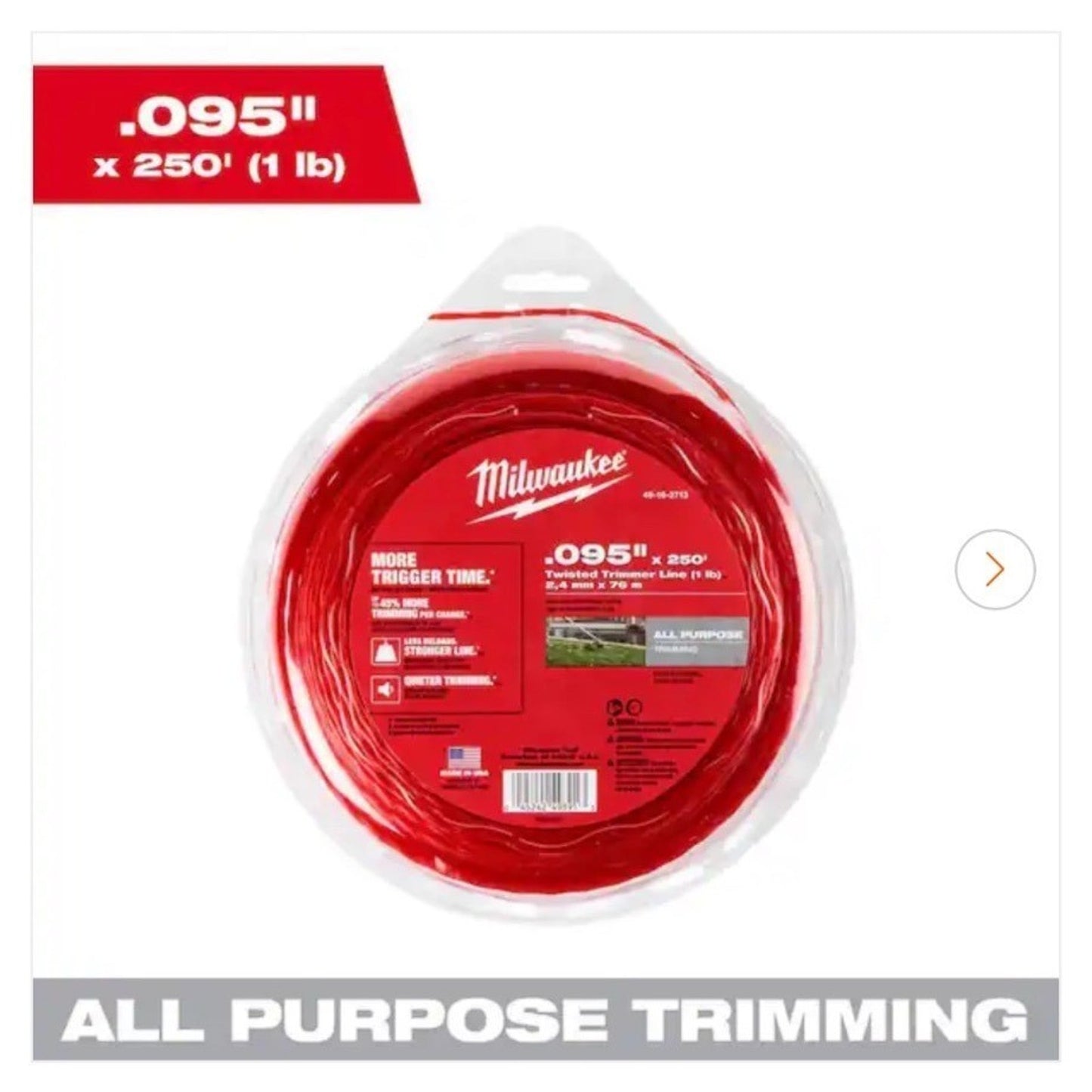 Milwaukee 0.095 In. x 250 Ft. Twisted Trimmer Line 1 Lb