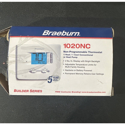 Braeburn 1020NC Non-Programmable Thermostat 1 Heat/1 Cool Conventional Or Heat P