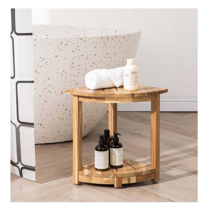 Acacia Corner Shower Stool With Storage Shelf & Soap Dish