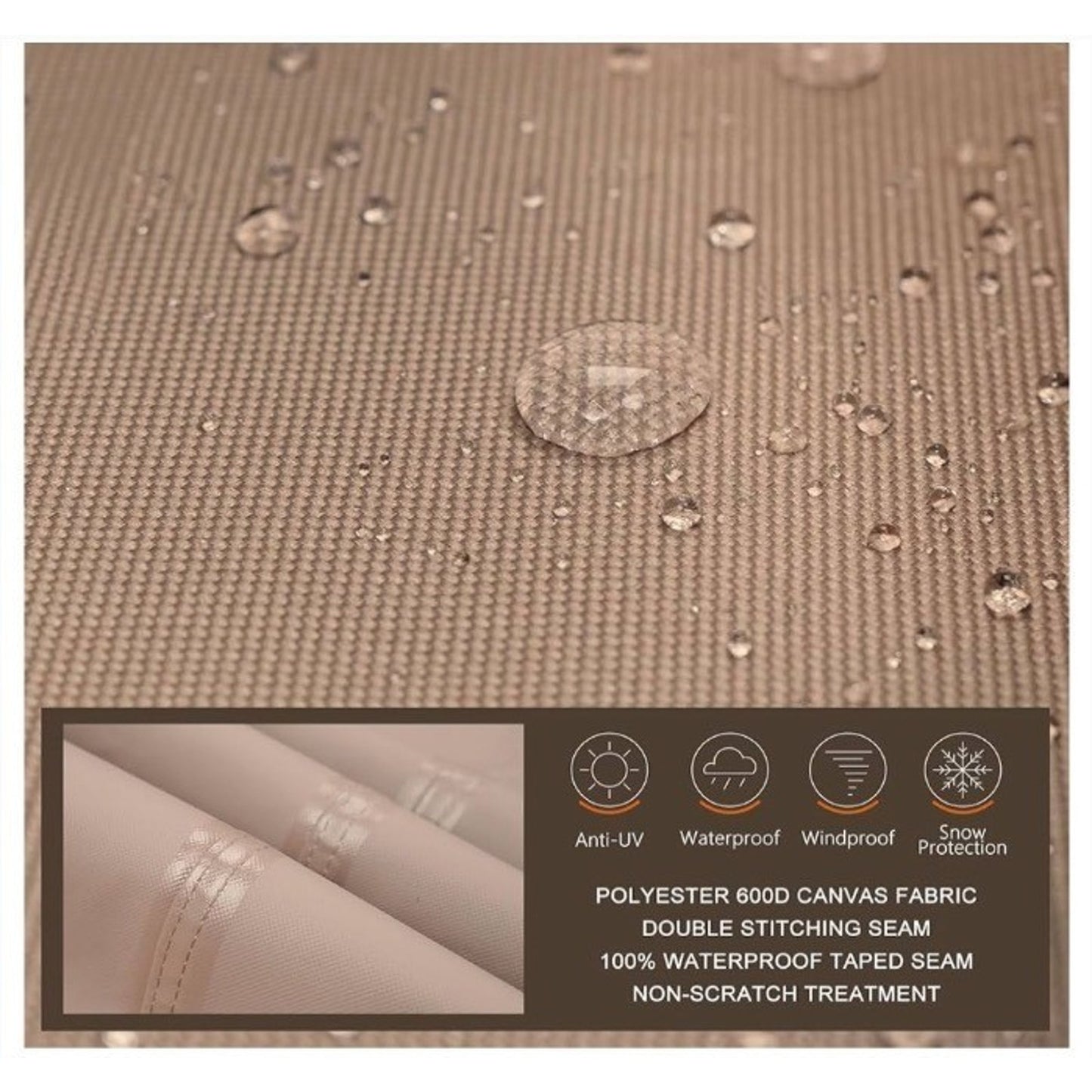 ULTCOVER L-Shaped Right Facing Patio Sofa Cover Beige Waterproof