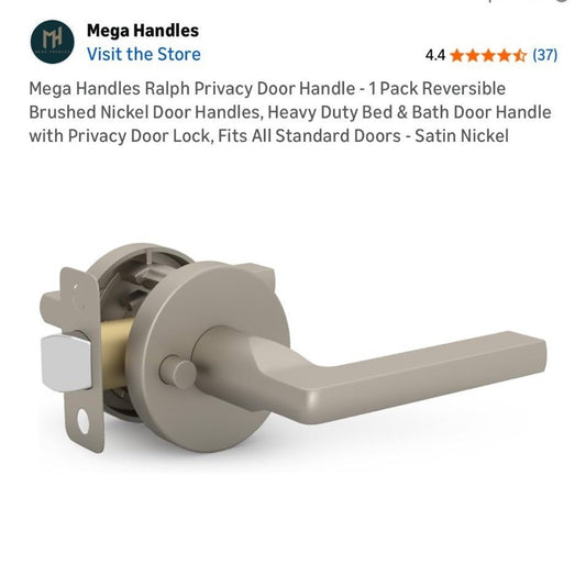 Mega Handles Ralph Privacy Door Handle Satin Nickel Finish Reversible