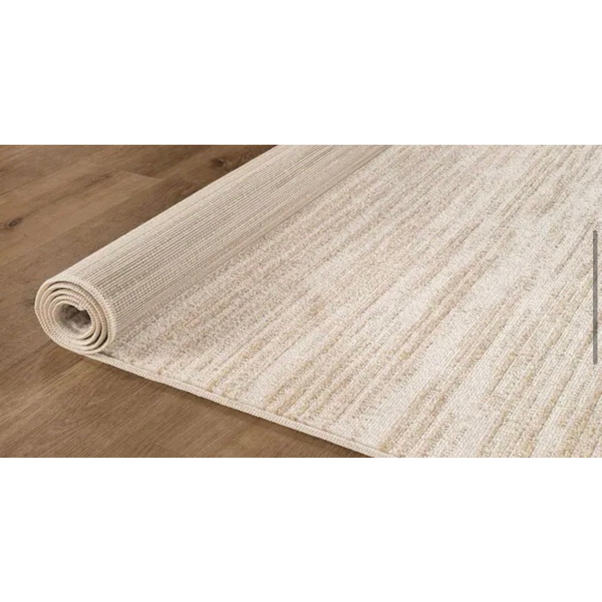 Beverly Rug Linea Beige 8x10 Indoor Outdoor Area Rug Washable Rubber Back Patio Rug New