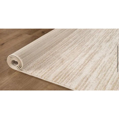 Beverly Rug Linea Beige 8x10 Indoor Outdoor Area Rug Washable Rubber Back Patio Rug New